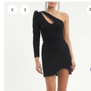 REBECCA VALLANCE VICTORIA ONE SLEEVE MINI DRESS IN BLACK, size 2,$505